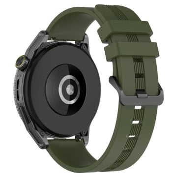 22mm Universal textured silicone watch strap - Dark Green