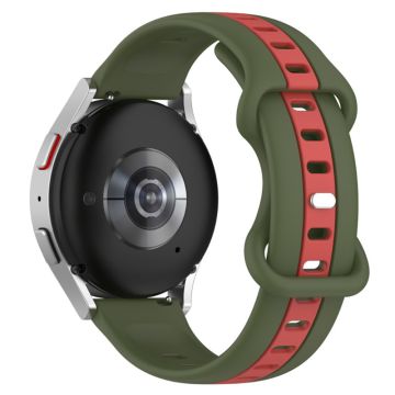 20 mm universalarmband i tvåfärgad silikon - Militärgrön / Röd