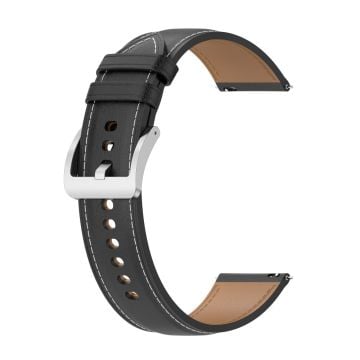 20mm Cowhide leather strap for Samsung / Garmin / Amazfit - Black