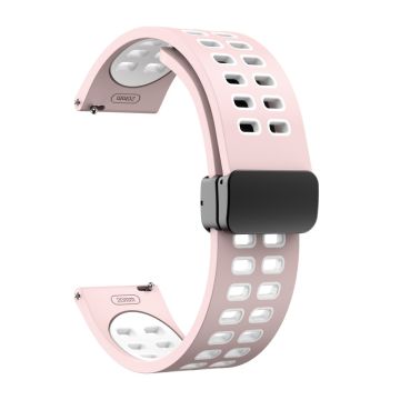 22mm Universal dual color silicone strap with black buckle - Pink / White