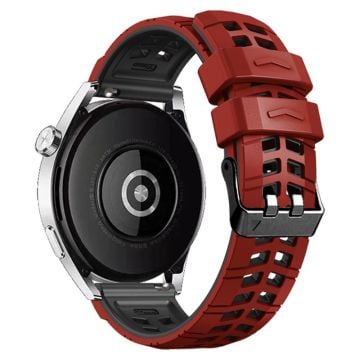 22mm Universal silicone textured strap - Red / Black