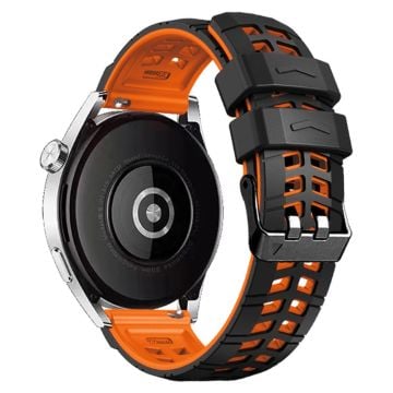 22 mm universellt silikonband med textur - Svart / Orange