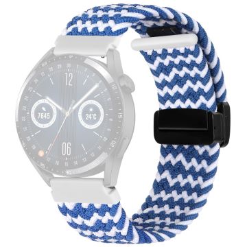 22mm Universal nylon braid style strap - Blue / White