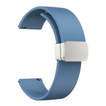 22 mm Universal enkelt silikonband med silverspänne - Officiell Blå