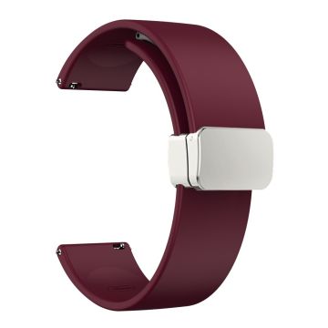 22mm Universal simple silicone strap with silver buckle - Wine Red