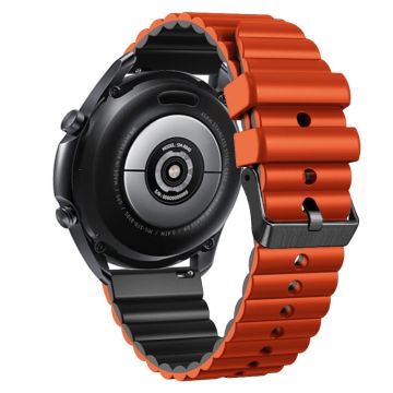 22mm Universal dual-color silicone strap with black buckle - Orange+Black