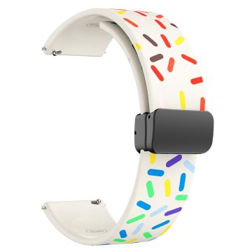 22mm Universal colorful pattern style silicone strap with black buckle - Starlight Rainbow