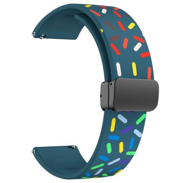 22mm Universal colorful pattern style silicone strap with black buckle - Blackish Green Rainbow