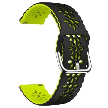 20mm Universal dual color blossom hollow strap - Black+Fluorescent Green