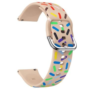 20mm Universal colorful pattern style silicone strap with black buckle - Pink  Rainbow