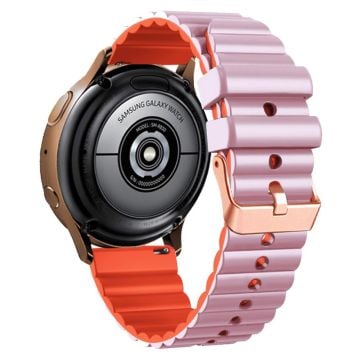 20mm Universal horizontal stripe style silicone strap with rose gold buckle - Light Purple+Orange