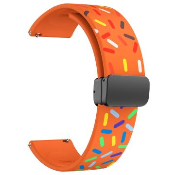 20mm Universal colorful pattern style silicone strap with black buckle - Orange Rainbow