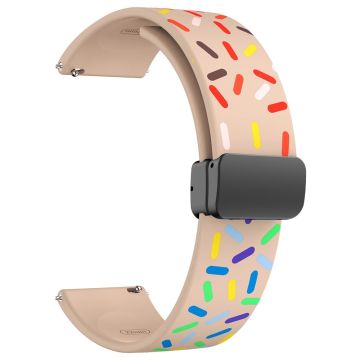 20mm Universal colorful pattern style silicone strap with black buckle - Pink Rainbow