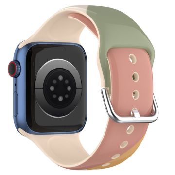 Apple Watch (41mm) IML färgstarkt mönster klockarmband i silikon - Grön / Orange / Gul