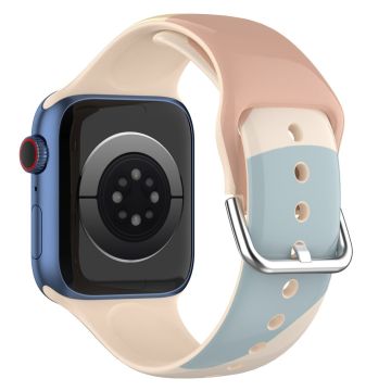 Apple Watch (41mm) IML färgstarkt mönster klockarmband i silikon - Ljusbrun / Blå / Sand