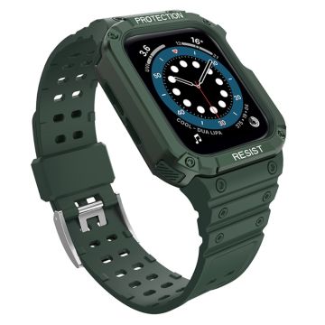 Apple Watch (41 mm) TPU-klockarmband i kontrastfärg - Midnattsgrön / Grön