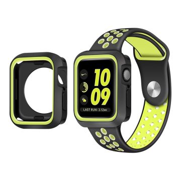 Apple Watch (41 mm) TPU-skal i två färger + klockarmband - Svart / Grön