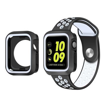 Apple Watch (41 mm) TPU-skal i två färger + klockarmband - Svart / Vit