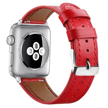 Apple Watch (41mm) klockarmband i äkta läder med topplager av koskinn - Röd