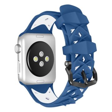 Apple Watch (41 mm) dubbelfärgat klockarmband i rombsilikon - Blå / Vit