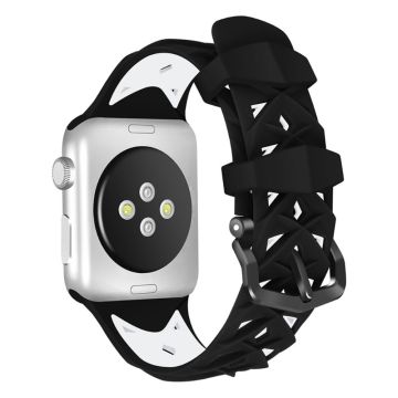 Apple Watch (41 mm) dubbelfärgat klockarmband i rombsilikon - Svart / Vit