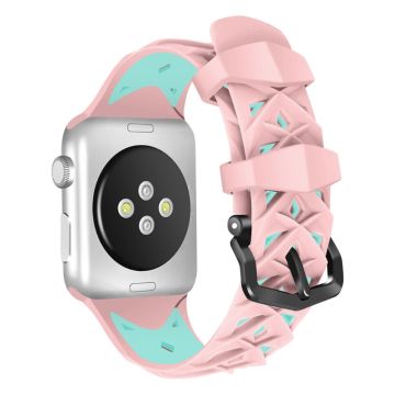 Apple Watch (41 mm) dubbelfärgat klockarmband i rombsilikon - Rosa / Grön