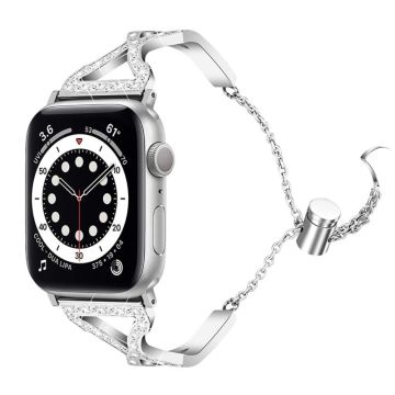 Apple Watch (41 mm) klockarmband i rostfritt stål 304 med strass - Silver