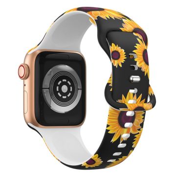 Apple Watch (41mm) klockarmband i silikon i designstil - Svart Solros