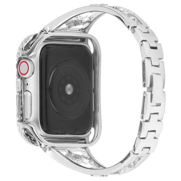 Apple Watch (41mm) klockarmband i rostfritt stål med zirkondekor - Silver