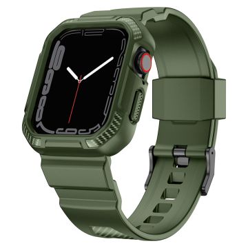 Apple Watch (41 mm) kolfiberfodral med klockarmband - Mörkgrön