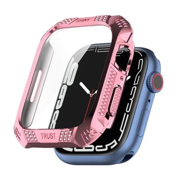 Apple Watch (41mm) rhinestone protective cover with tempered glass - Pink