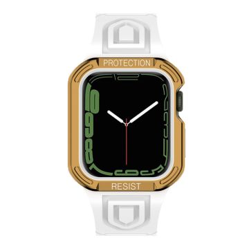 Apple Watch (41 mm) klockarmband + fodral i kontrastfärg - Vit / Guld