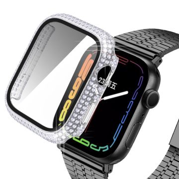 Apple Watch (41mm) stylish rhinestone décor cover with tempered glass - Transparent