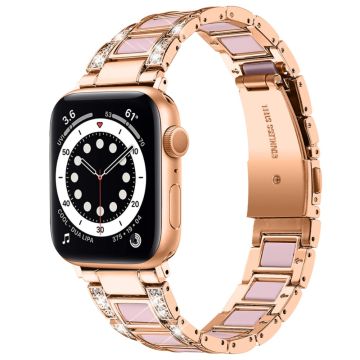 Apple Watch (41mm) modernt klockarmband med strassdekor - Roséguld / Rosa