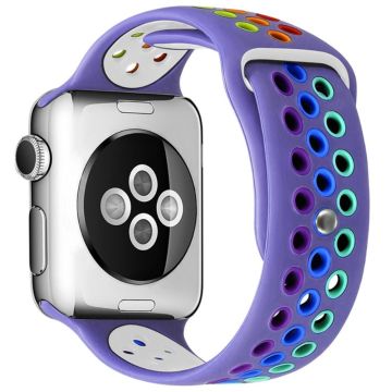 Apple Watch (41 mm) regnbågsfärgad klockrem i silikon med dubbla färger - Ljuslila