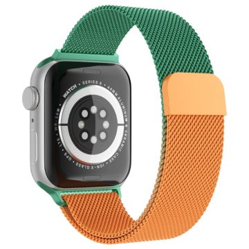 Apple Watch (41mm) klockarmband med coolt mönster i milanesisk fin mesh - Gradient Grön / Orange