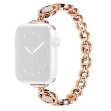 Apple Watch (41 mm) klockarmband med strassdekor - Roséguld / Vit