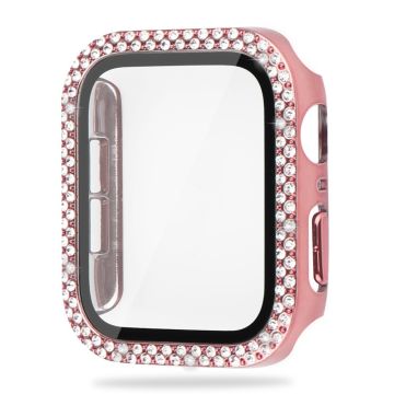 Apple Watch Series 8 (41mm) rhinestone décor cover with tempered glass - Pink