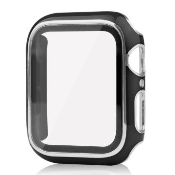 Apple Watch Series 8 (41mm) dual color electroplating cover with tempered glass - Black / Silver