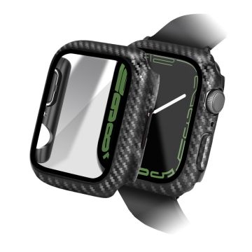 HAT-PRINCE Apple Watch Series 8 (41mm) carbon fiber style cover with tempered glass