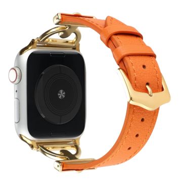 Apple Watch Series 8 (41mm) D-formad rem i äkta läder - Orange