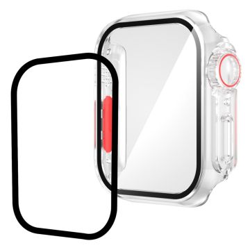 Apple Watch Series 8 (41mm) / 7 (41mm) cover with tempered glass screen protector - Transparent / Red