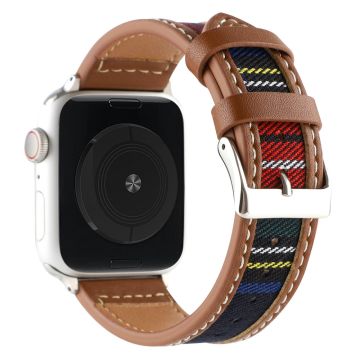 Apple Watch Series 8 (41mm) tyg- och läderarmband - Svart / Blå / Röd