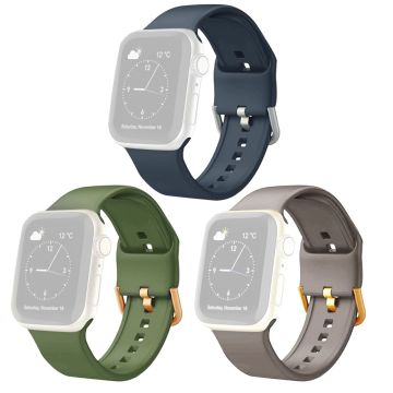 3 st Apple Watch Series 8 (41 mm) silikonarmband - Violett Grå / Grön / Rock Grå