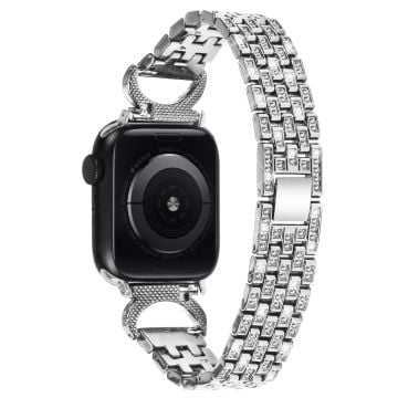 Apple Watch Series 8 (41mm) 5-pärlars strassarmband i metall - Silver