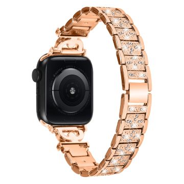 Apple Watch Series 8 (41 mm) armband i rostfritt stål med strassdekor - Roséguld