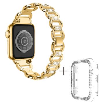 Apple Watch Series 8 (41mm) strassdekorerat aluminiumarmband med fodral - Guld