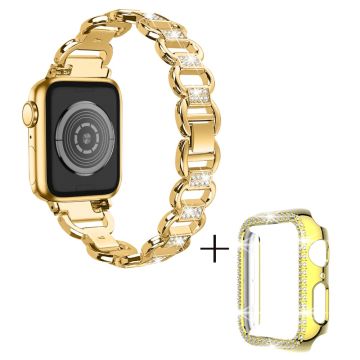 Apple Watch Series 8 (41mm) strassdekorerat aluminiumarmband med fodral - Guld