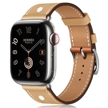 Apple Watch Series 41mm / 40mm / 38mm klockarmband med nitdekor Armband i äkta koskinn - Ljusgul