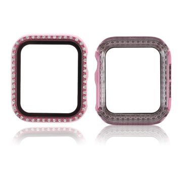 Apple Watch Series 6 / 5 44mm rhinestone décor frame with tempered glass - Pink